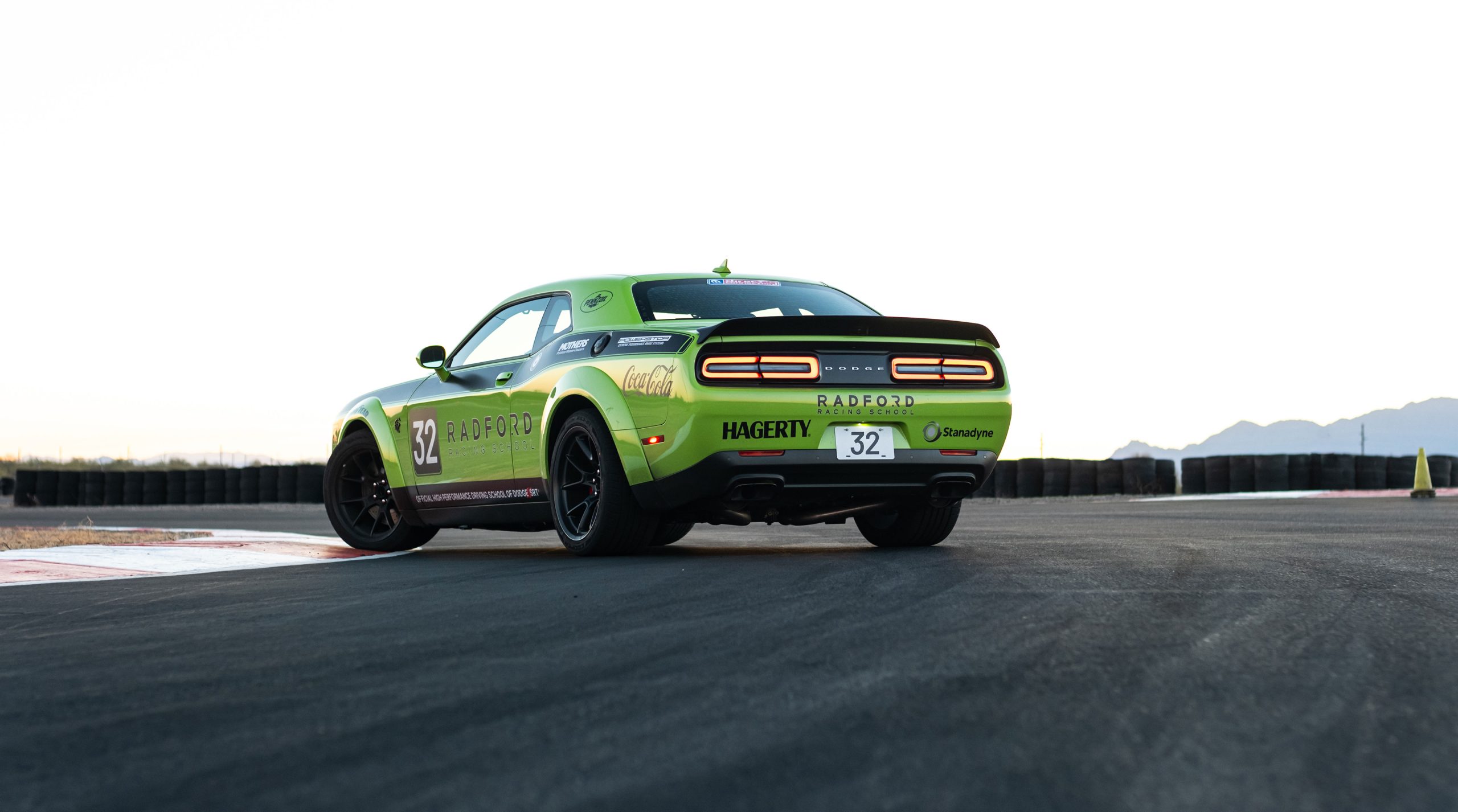 Green Dodge from the back